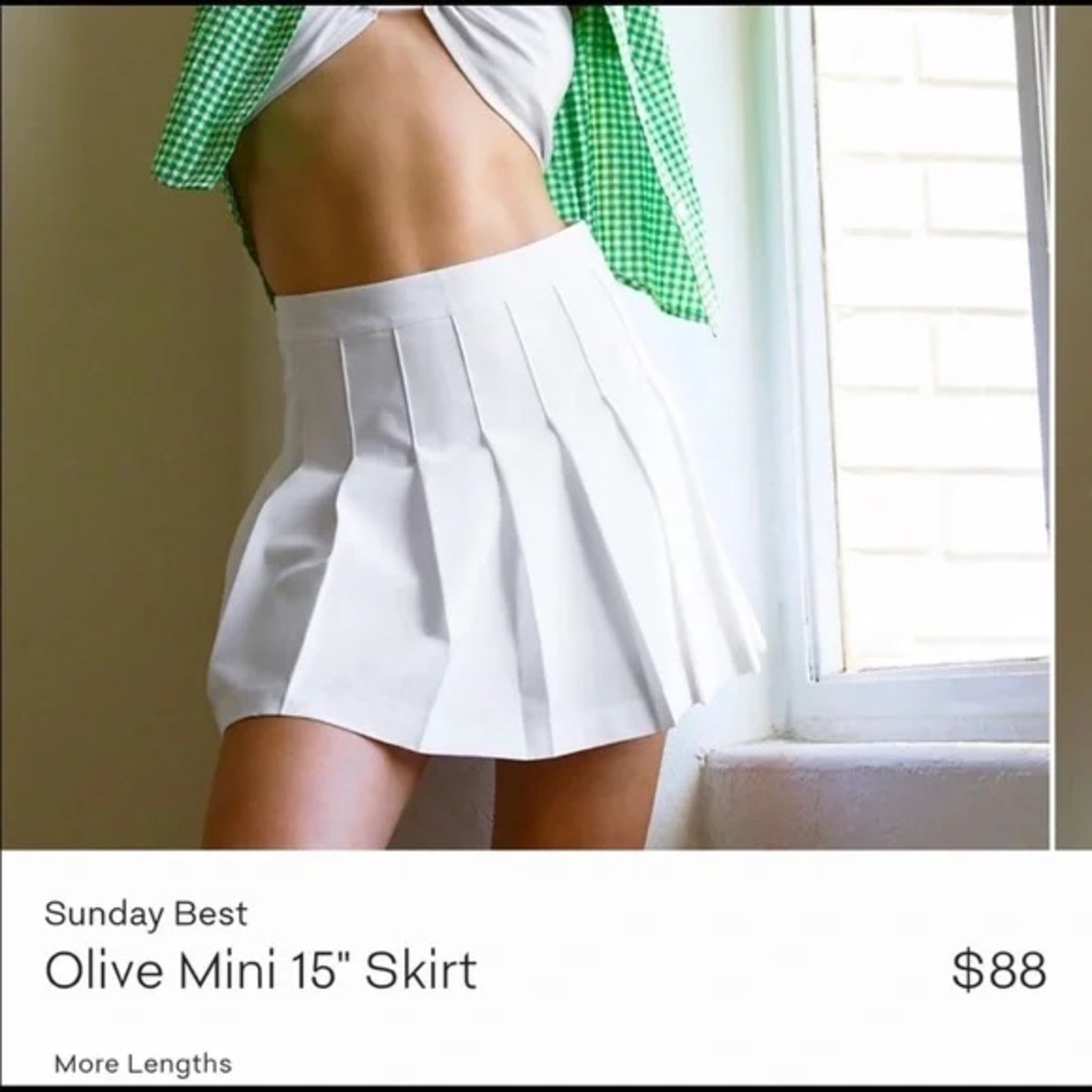 Aritzia Sunday Best Olive Mini Skirt - White - 0 - Picture 3 of 10
